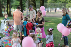 Party with balloons sending pacifiers away.